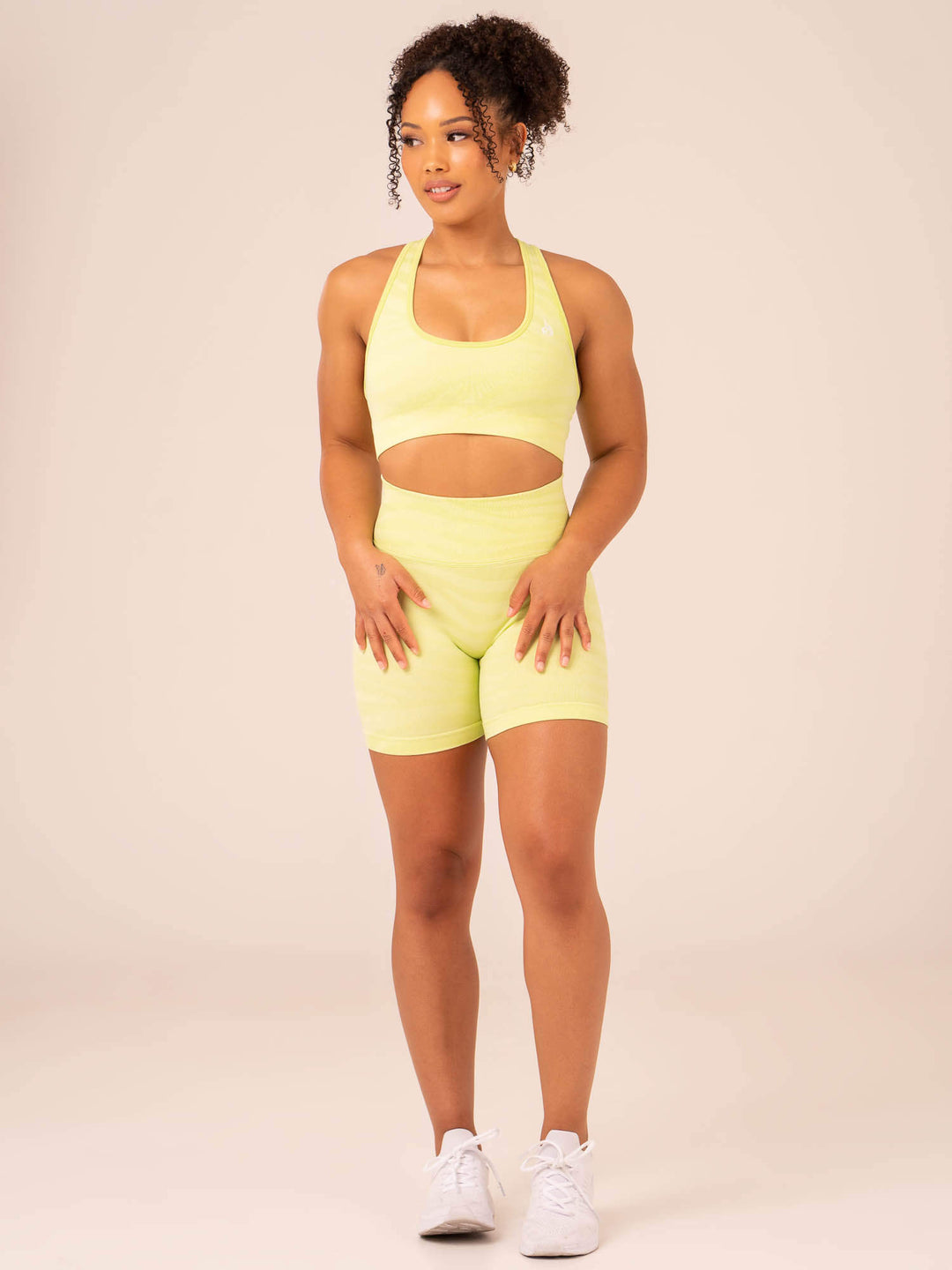 Zebra Seamless Sports Bra - Lime Zebra Clothing Ryderwear 