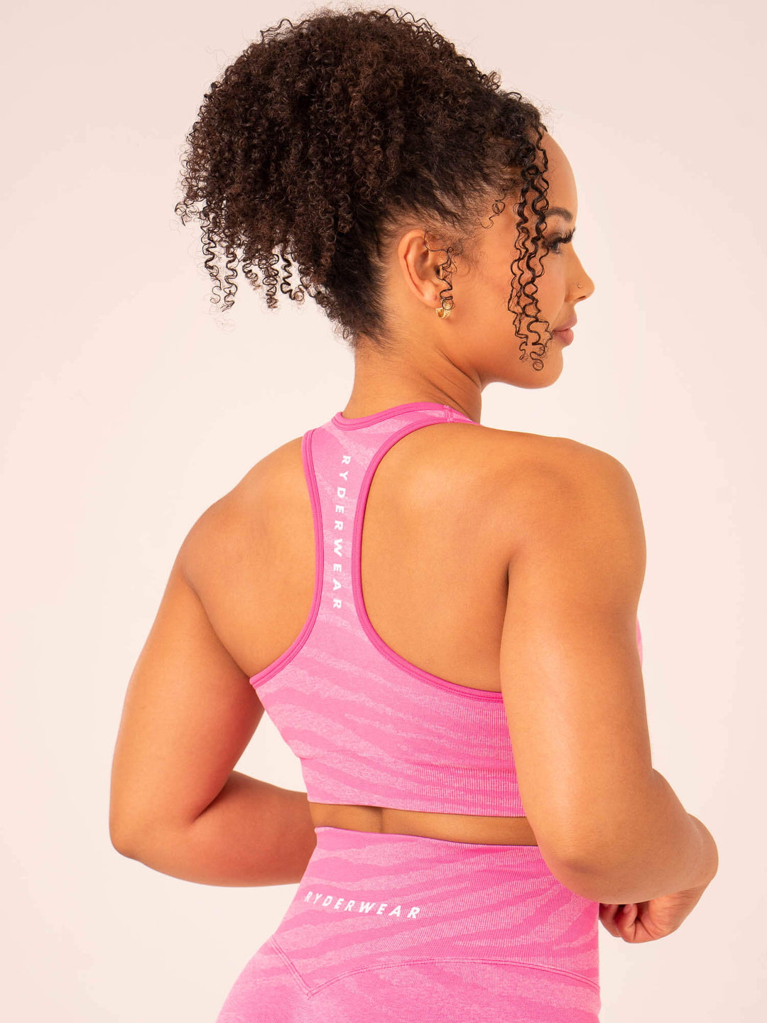 Zebra Seamless Sports Bra - Pink Zebra Clothing Ryderwear 