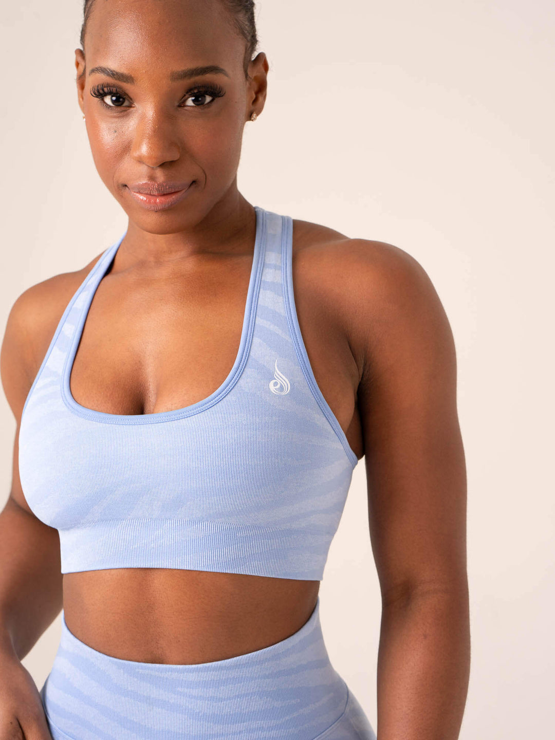 Zebra Seamless Sports Bra - Sky Blue Zebra Clothing Ryderwear 